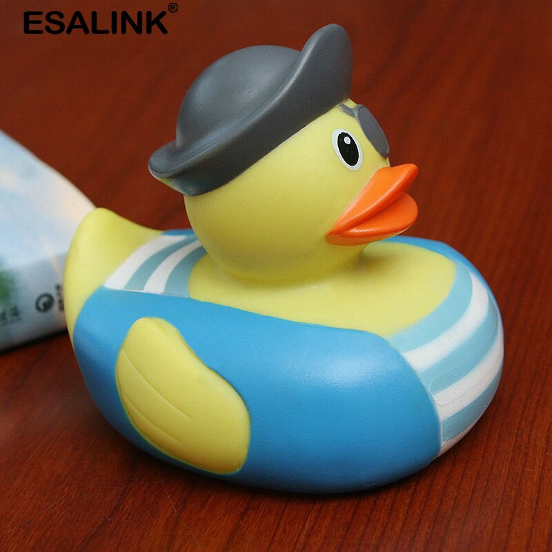 ESALINK 8-10Cm Schwimm Ente 14 Stile Pirate Ente Polizei Gummi Ducky Bad Spielzeug Baby Kognitiven Spielzeug Baden pädagogisches Spielzeug