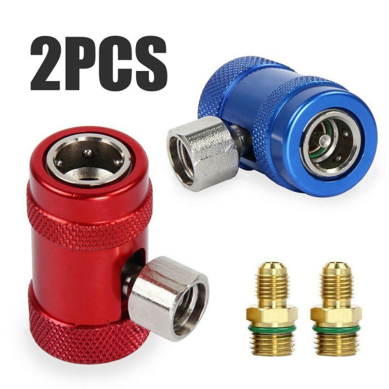2pcs Brass+Metal R1234yf Quick Connector Adapter Air Conditioning Refrigerant Adapter For AR Refrigeration Systems Fluoride: Default Title