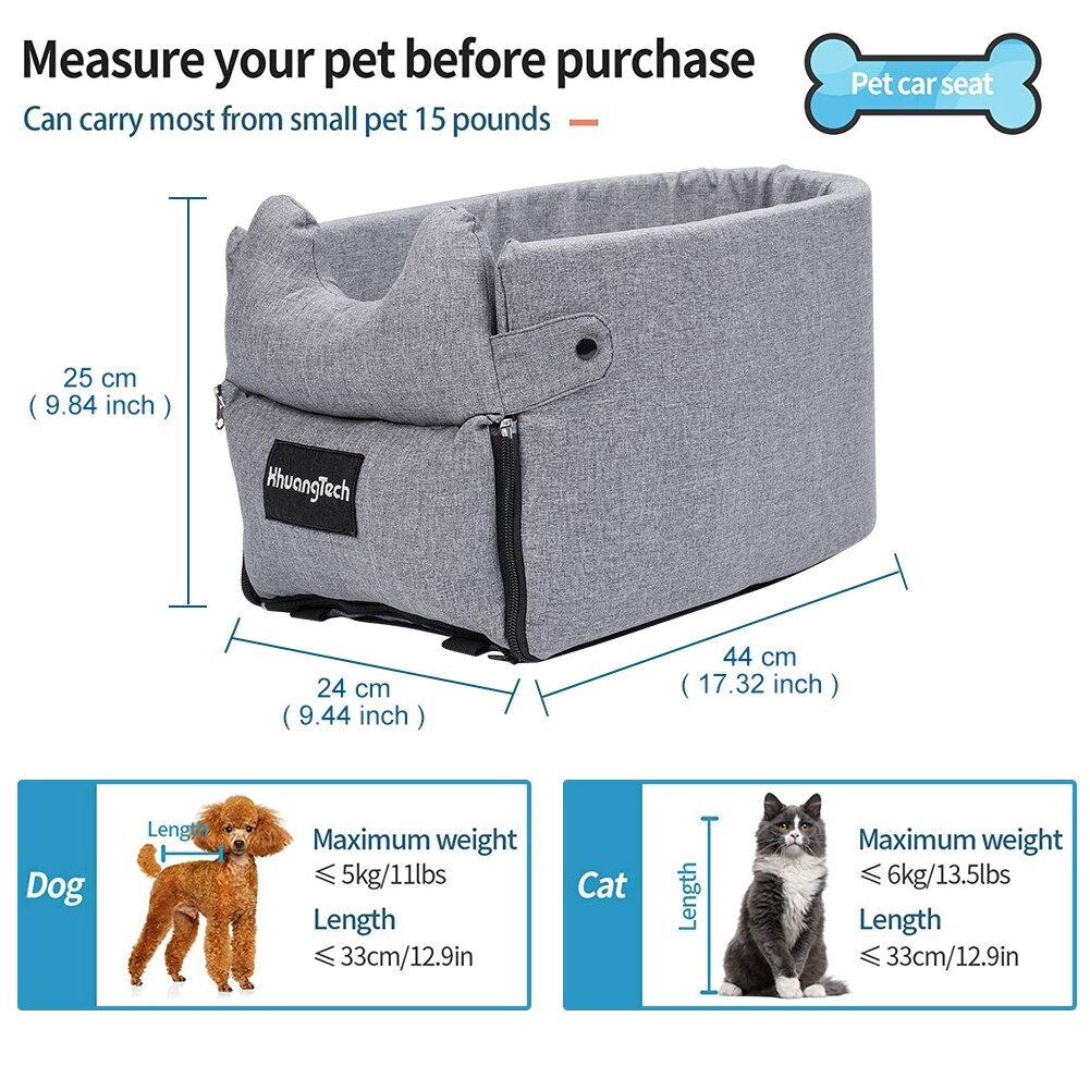 Portable Dog Car Seat Central Control Nonslip Pet Carriers Safe Armrest Box Booster Kennel Tote Cage For Puppy Dog Cat Travel