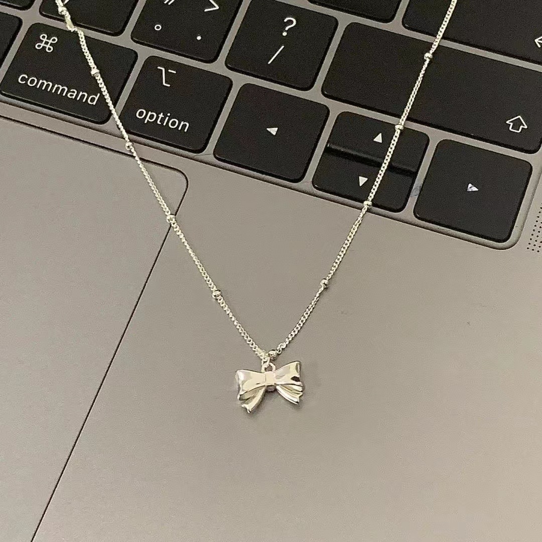 Collar con de nudo de lazo exquisito para mujer, Gargantilla versátil romántica, de joyería de boda para niña,