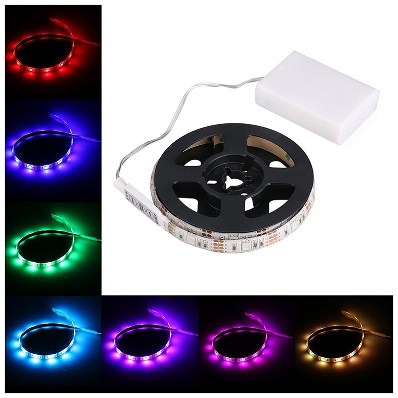 Rgb Flexibele Led Light Strip Waterdicht IP65 15Leds DC5V Met Controller Batterij-Aangedreven, Led Tape, licht Strips Voor Tv Kast