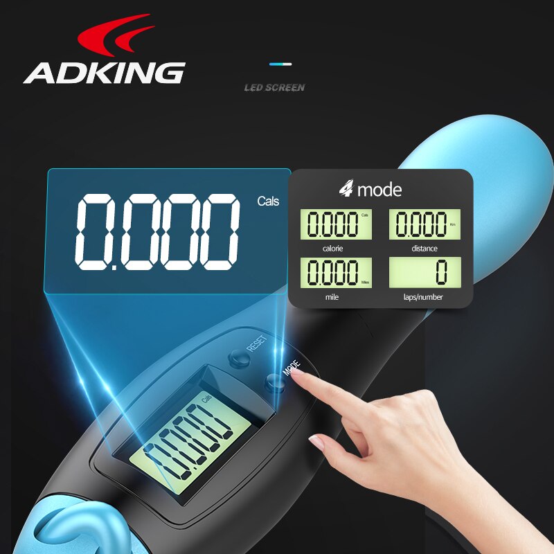 ADKING digital smart jump rope with accurate counter timer skipping rope for speed training body building non-slip wight loss