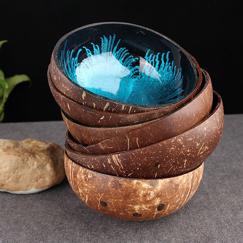 Kleurrijke Kommen Mooie Voedsel Vontainers Kokosnoot Bowls Kokosnoot Kommen Handgemaakte Opslag Dozen Decoraties Keuken Kommen