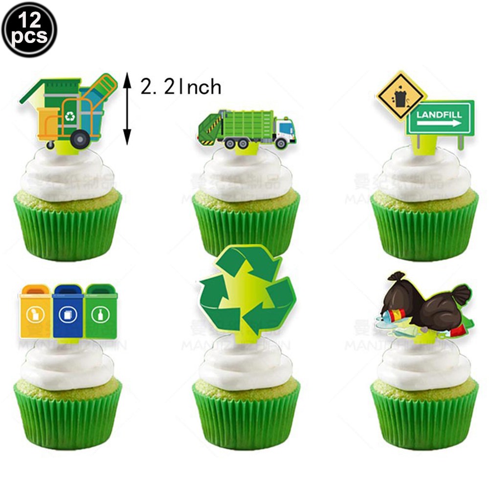 Garbage Truck Birthday Banner Trash Truck Party Supplies Waste Management Recycling Decorations Engineering Car Party Supplies: MINT GREEN