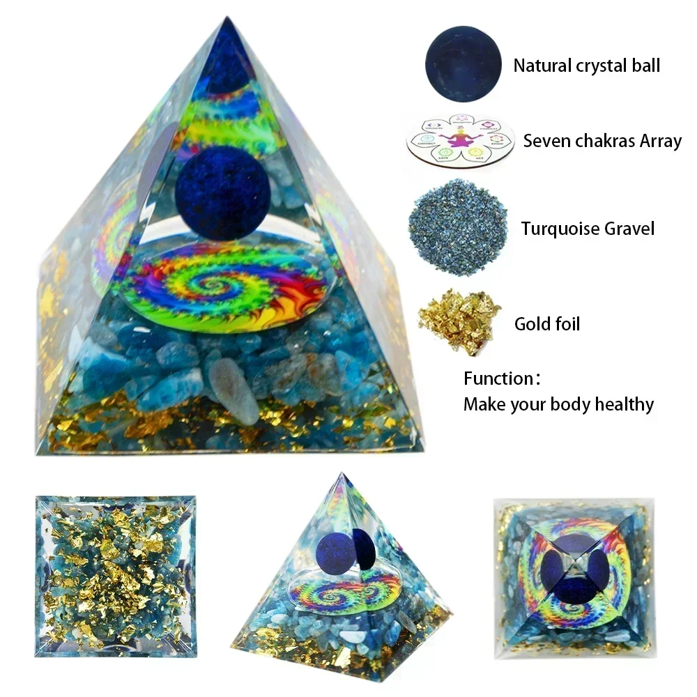 Generador de energía de cristal Natural pirámide peridoto amatista Reiki curación Chakra pirámide de resina decoración egipcia decoración de la habitación 1 ud.: Borgoña