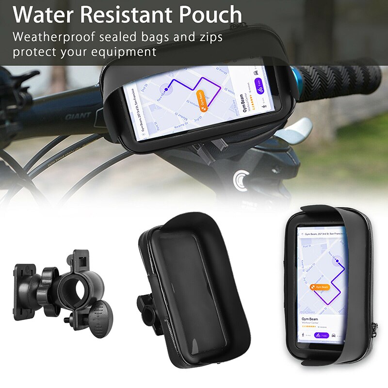 Universal Waterproof Cell Phone Pouch Case Bag with Bike Motorcycle Handlebar Mount Holder