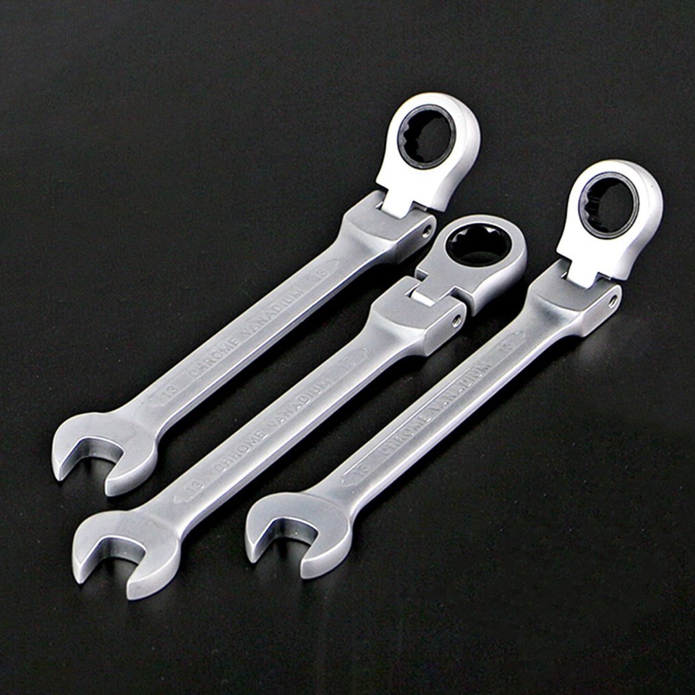 8-19mm 180°Reversible Movable Head Ratchet Wrench Socket Spanner Flexible Head Automotive Repair Hardware Tool