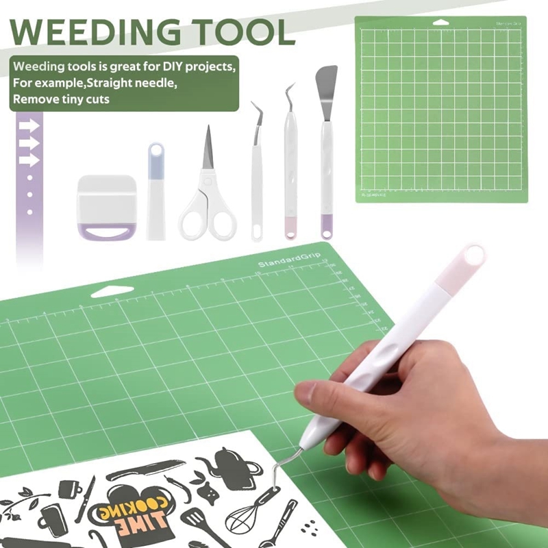 Weeding Tools For Vinyl, Craft Vinyl Weeding Tools Set With Cutting Mat Kit For Silhouettes, Cameos, Lettering, Splicing