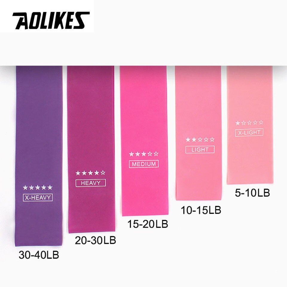 AOLIKES-Bandas de resistencia para entrenamiento físico, 5 unidades, para Fitness, gimnasio, fuerza, deporte Pilato, goma, Fitness, Mini bandas para Crossfit