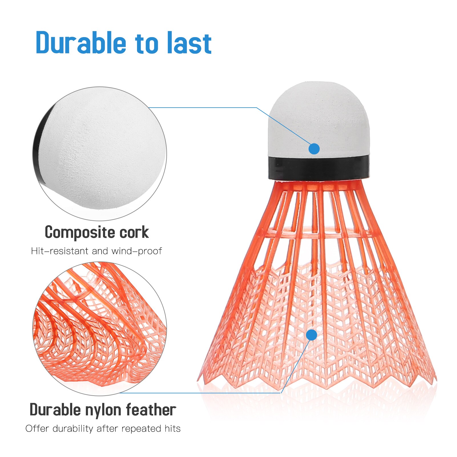 12 stücke Nylon Federbälle dauerhaft Kunststoff Badminton Federbälle drinnen draussen Sport Badminton Bälle Winddicht Federball