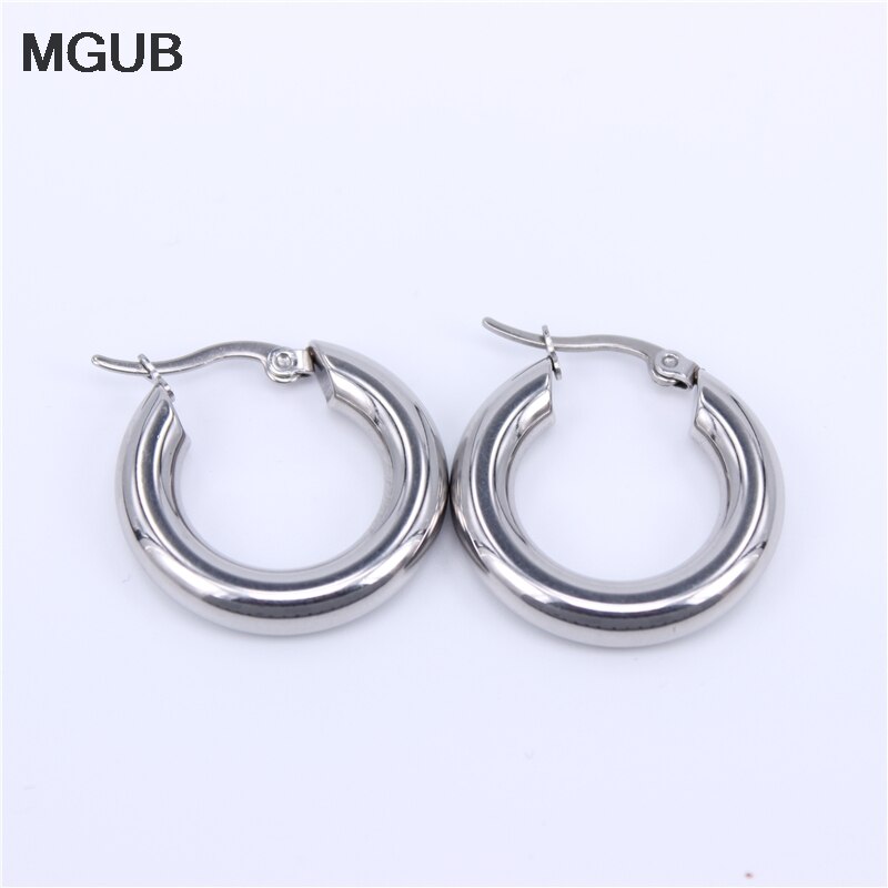 MGUB-pendientes clásicos de acero inoxidable 316L, pendientes populares de peso sólido liso de 20-30mm, pendientes lisos de pulido fino LH327, 2 colores