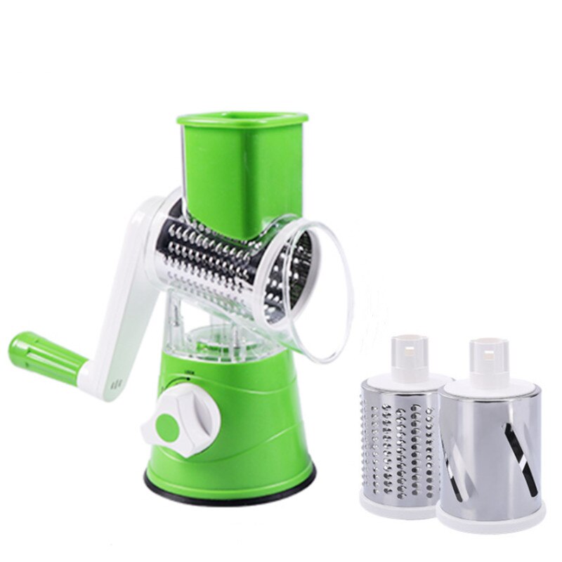3 In1 manuel légume Cutter trancheuse multifonctionnel rond Mandoline trancheuse pomme de terre fromage râpe astucieux maison cuisine Gadgets: green
