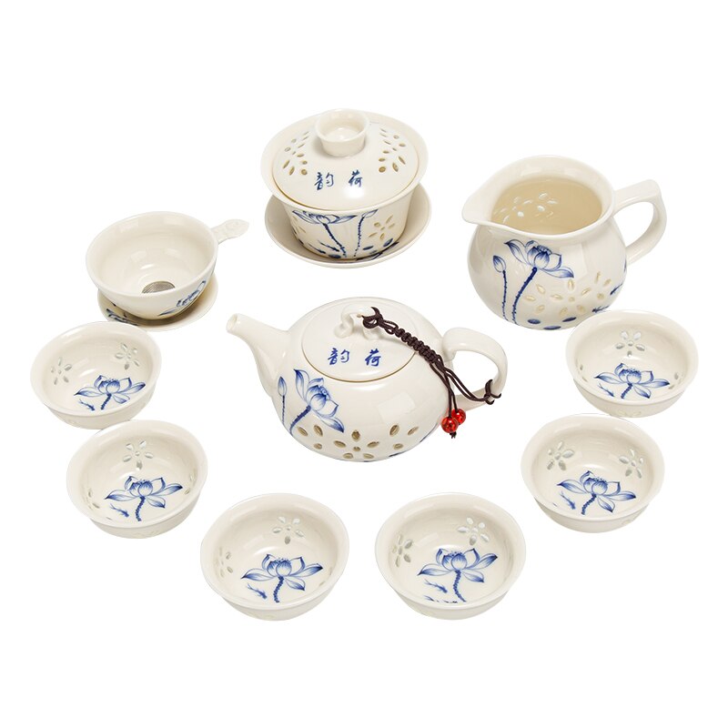 Blue-and-white Exquisite Ceramic Teapot Kettles Tea Cups Porcelain Chinese Kung Fu Tea Set Drinkware Teapot Mug of Tea Ceremony: CJ250