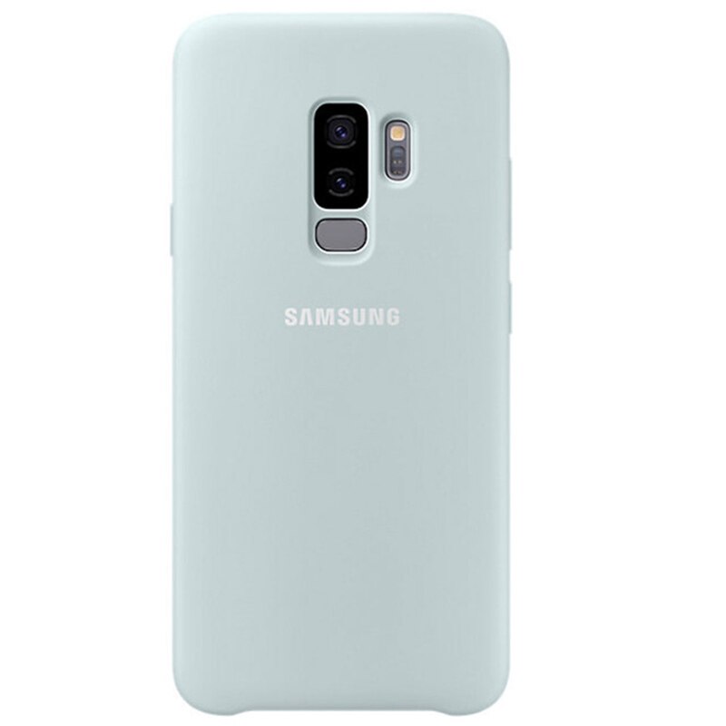 Samsung S9 più la Cassa Del Silicone Della Copertura Posteriore Originale di 100% g9650 9500 Del Silicone Protegge La Fotocamera Morbido Anti-usura di Usura di Protezione caso: For Galaxy S9 Plus / Light blue