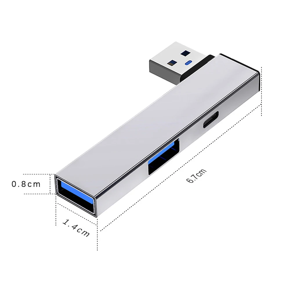 4 in 1 kompakt usb-c-hub i aluminium usb 3.0- hub typ c till typ c och dubbel usb-portshub för mångsidig enhetsanslutning