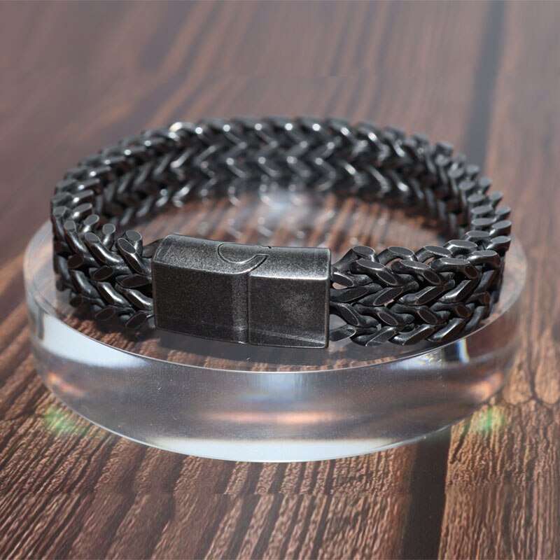 Retro-herrenarmband aus edelstahl mit magnetverschluss, antiksilberfarben, trendiger partyschmuck