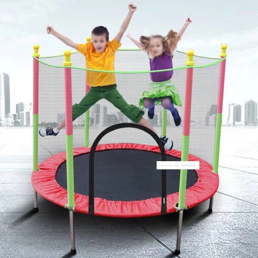 Trampolín redondo de Interior para niños, juguete familiar, cama pequeña de SALTO para el hogar, cama de rebote con red de alambre protectora, 1001