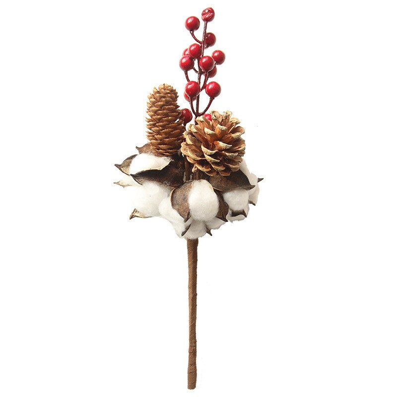 Flores y plantas artificiales de algodón de secado natural rama Floral para decoración para de boda flores artificiales para el hogar Decoración Artificial: 1pc cotton berries