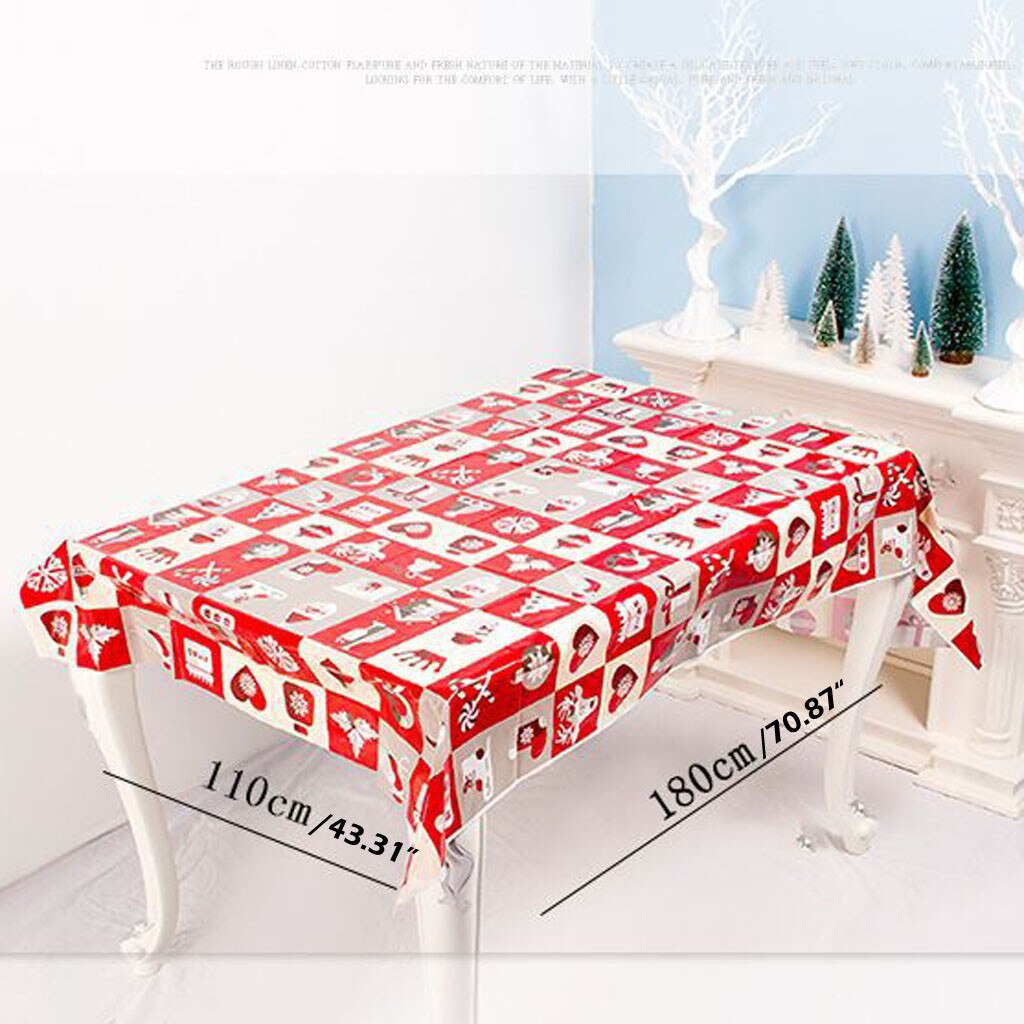 Disposable Merry Christmas Rectangular Printed PVC Cartoon Tablecloth 110*180cm Table Cloth Christmas Decoration PVC Tablecloth