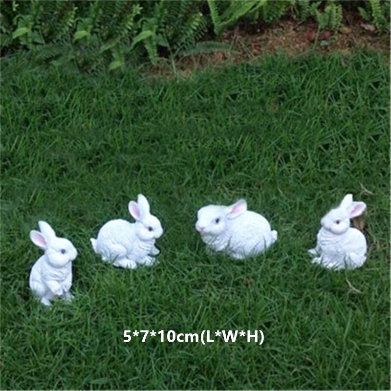 Large Resin Bunny Rabbit Figurines Garden Ornament Outdoor Art Yard Garden Animal Figurines Rabbits Decoration: 006 (4pcs)