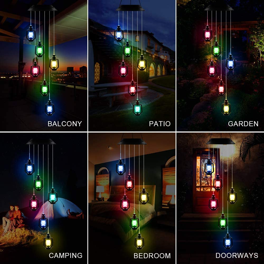 14 Style Solar Wood Squirrel Unicorn Star Wind Chime Color Changing Solar LED String Lights Outdoor Mobile Hanging Patio Light
