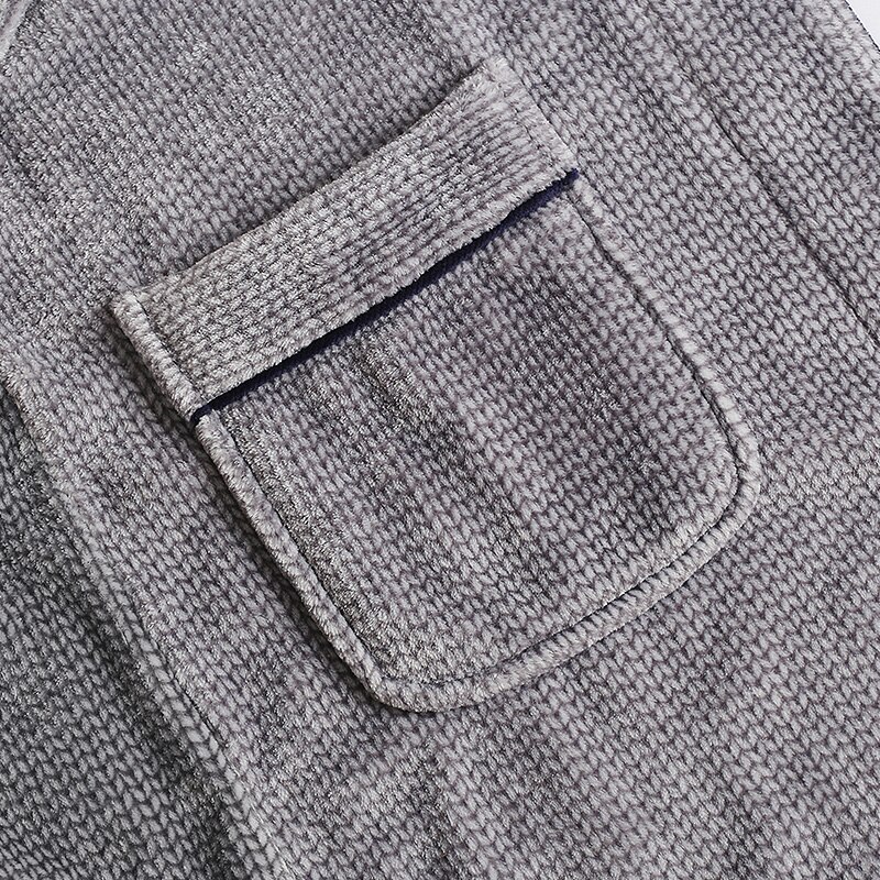 Roupões de Banho Coral Inverno Robe De Veludo Masculino dos homens Quente Longo Conforto Cinza Roupão De Banho Plus Size M, L, XL, XXL, XXXL