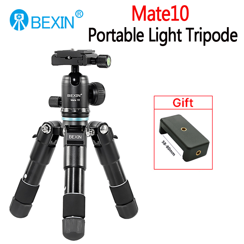 BEXIN MS02 MS08 Portable Tripode Light Travel Stand Tabletop Video Mini Tripod with 360 Degree Ball Head for DSLR Camera: silver