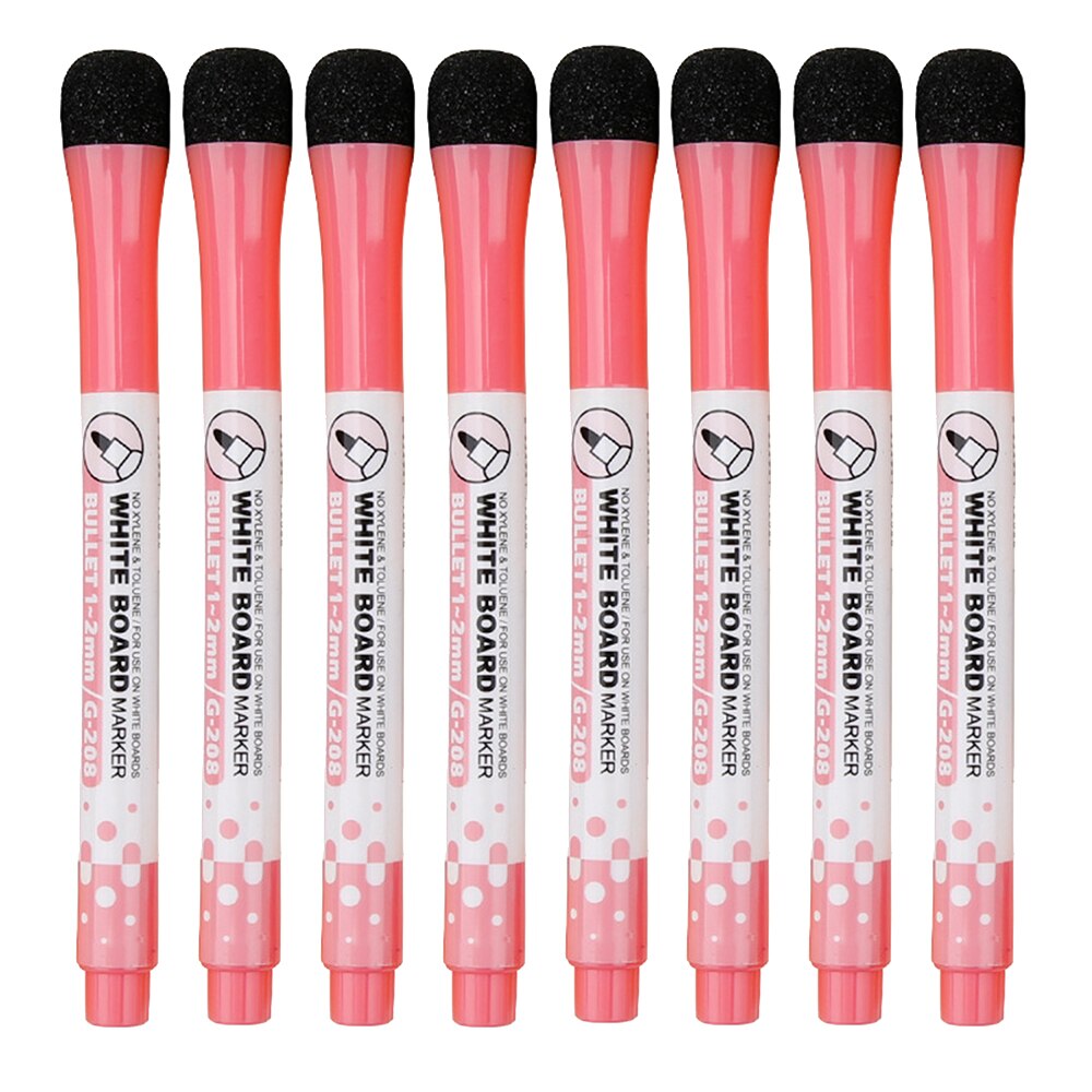 Bolígrafo magnético de pizarra blanca, rotuladores borrables de pizarra blanca seca, borrador magnético, suministros escolares de oficina, 8 colores disponibles, 8 unids/lote: red