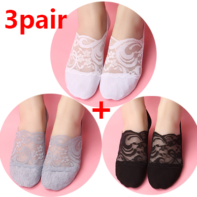 3pair/lot Lady Casual Breathable Ankle Boat Socks Girls Invisible Non-slip Cotton Socks Women Low Cut Bright Color Socks: 3pair style 15
