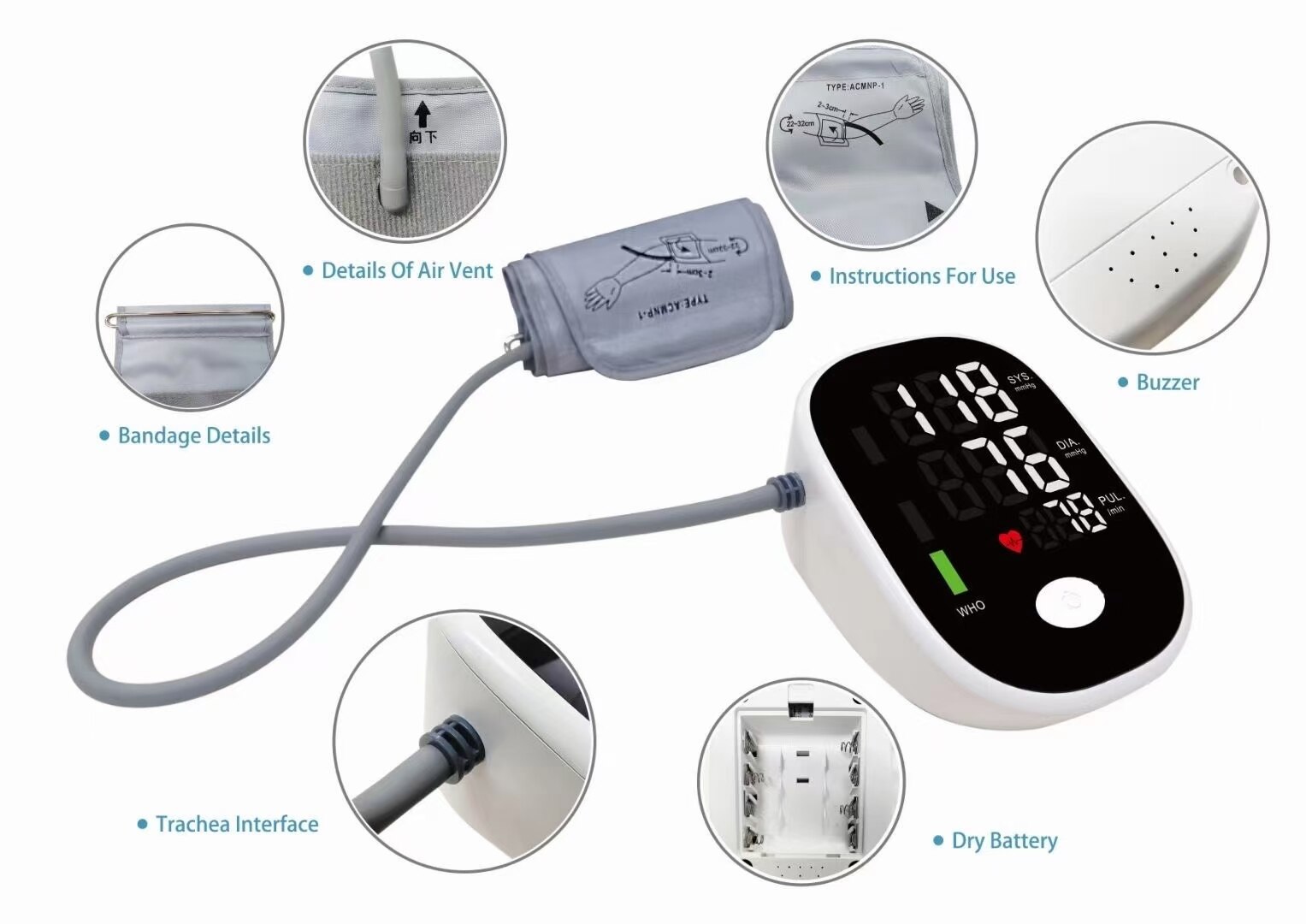 Electronic Home Automatic Detection Sphygmomanometer Digital Measuring Monitor Meter English Voice Broadcast