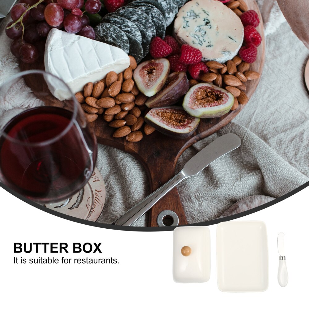 1Pc Keramische Butter Case Met Deksel Multifunctionele Kaas Lade Container Met Cutter