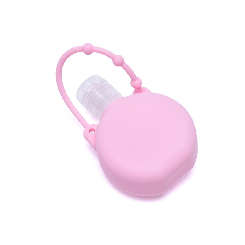 5 stuks 30ml siliconen ronde fles sleutelhanger handwasgel dispenser sleutelhanger handdesinfecterend middel schooltas sleutelhanger: Roze