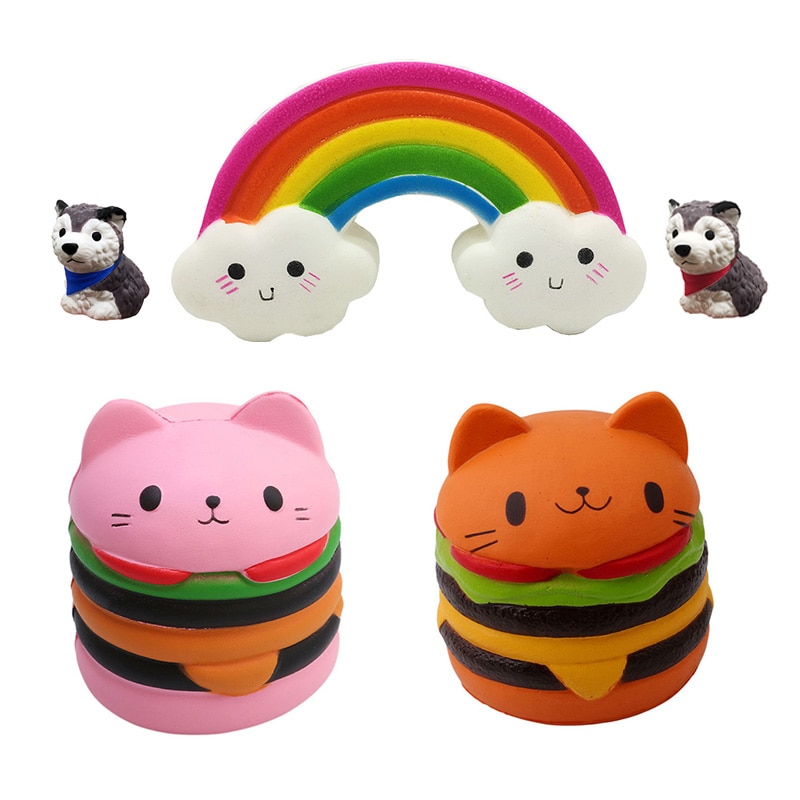 Squishy Giocattoli Burger Arcobaleno Popcorn Patatine Fritte Pane Banana Lento Aumento Spremere Giocattolo Lo Stress Sollievo Per I Giocattoli Per Adulti Per I Bambini