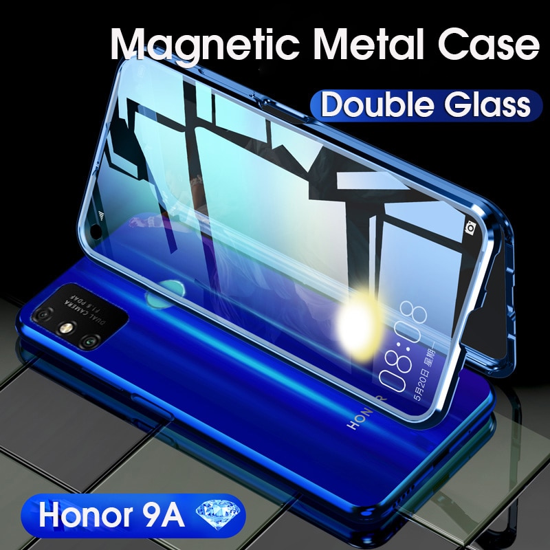 Magnetic Metal Case For Huawei Honor 9A Case Double Side Tempered Glass Cover Honor Play 9A 9 A Phone Case 360° Full Protection