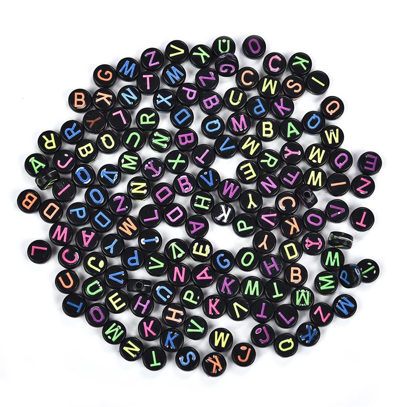100pc Mixed English Letter Acrylic Beads Flat Heart Alphabet Number Beads For Charms Bracelet Necklace For Jewelry Making DI: 16
