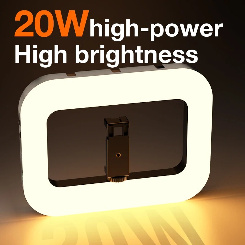 20W Ring Light Cell Phone Handheld Stabilizer 2500K-8500K Build in 8000mAh Rechargable Battery Selfie Video Light for Smartphone