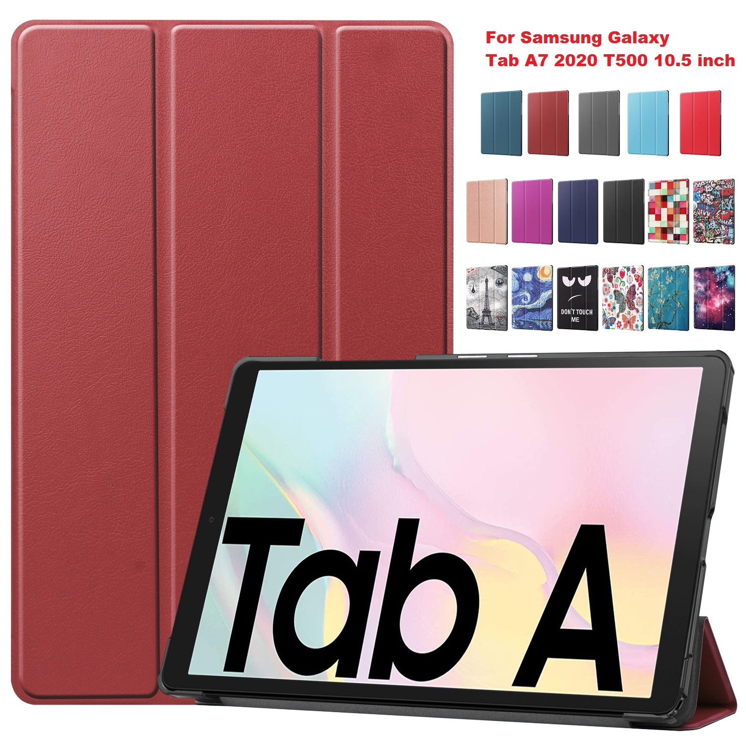 Magnetyczny Smaer PU skórzany pokrowiec do Samsung Galaxy Tab A7 SM-T500 SM-T505 SM-T507 10.5 "Tablet Funda Cover