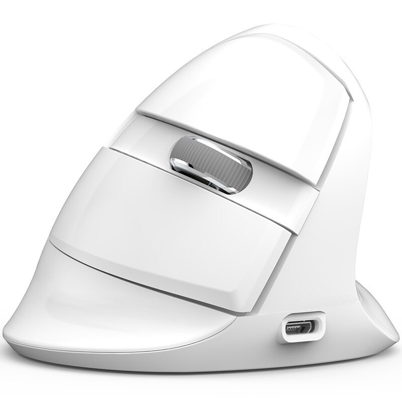 Delux M618 – Mini souris de jeu verticale ergonomique sans fil, Bluetooth, Rechargeable, rétroéclairée rvb, pour ordinateur portable: WHITE