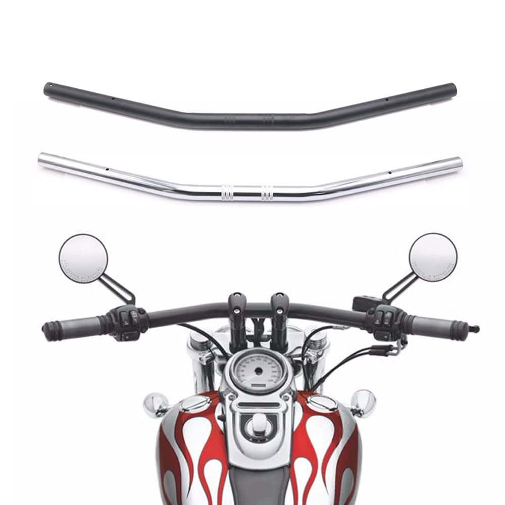 Guidon de moto 1 "25mm noir Chrome glisser barre droite pour Honda Kawasaki Yamaha Suzuki Harley Chopper Bobber