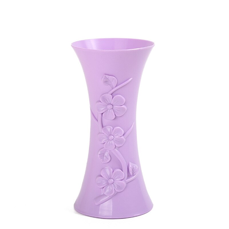 Plastic Vase Home Decoration Accessories Flower Pot Ornaments Simulation Flower Insert Anti-fall European Dry Vase: B-purple