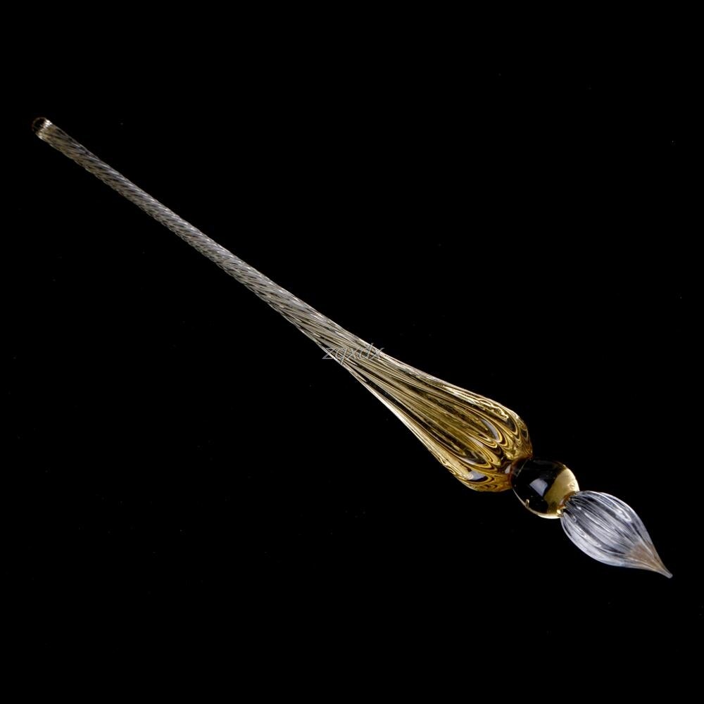 1Pc Overvalue Sky Blue Crystal Glass Dip Pen Signature Pen Fountain Pens Bussiness Offices School Stationery: 8