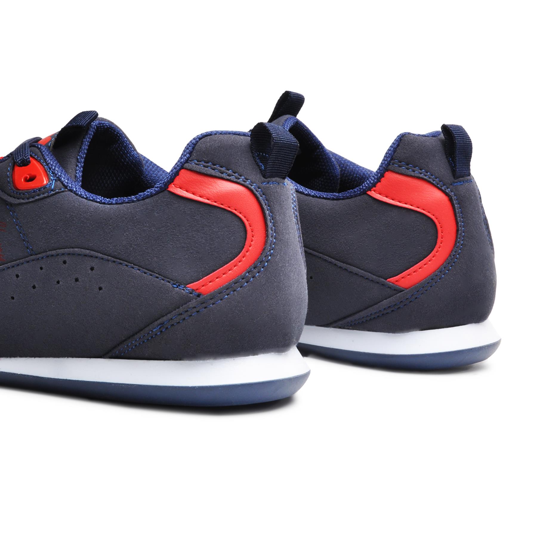 Walkway-Zapatillas de ante para hombre, Calzado con suela plana, color azul marino, Rojo
