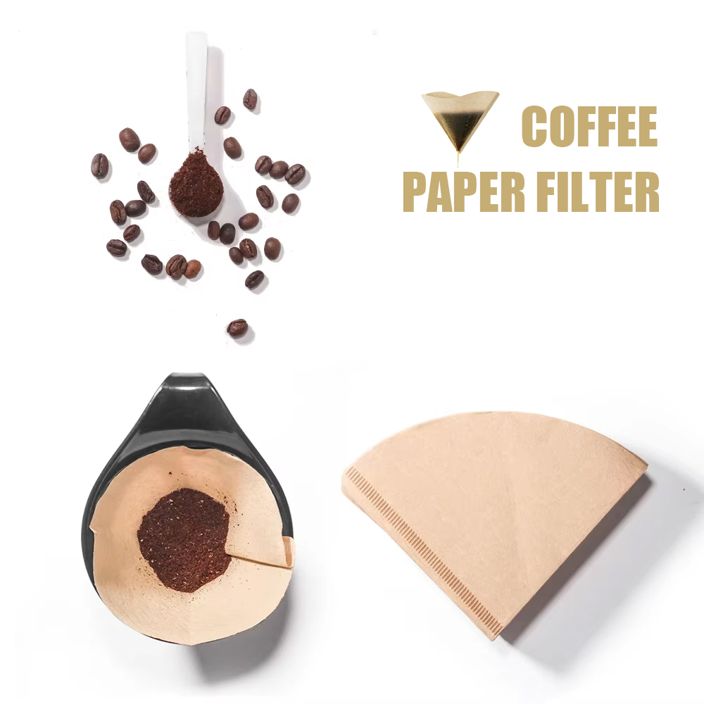 RECAFIMIL-filtro de café desechable, suministros de papel, cono Natural, filtro sin blanquear en forma de V para gotero de café V.60