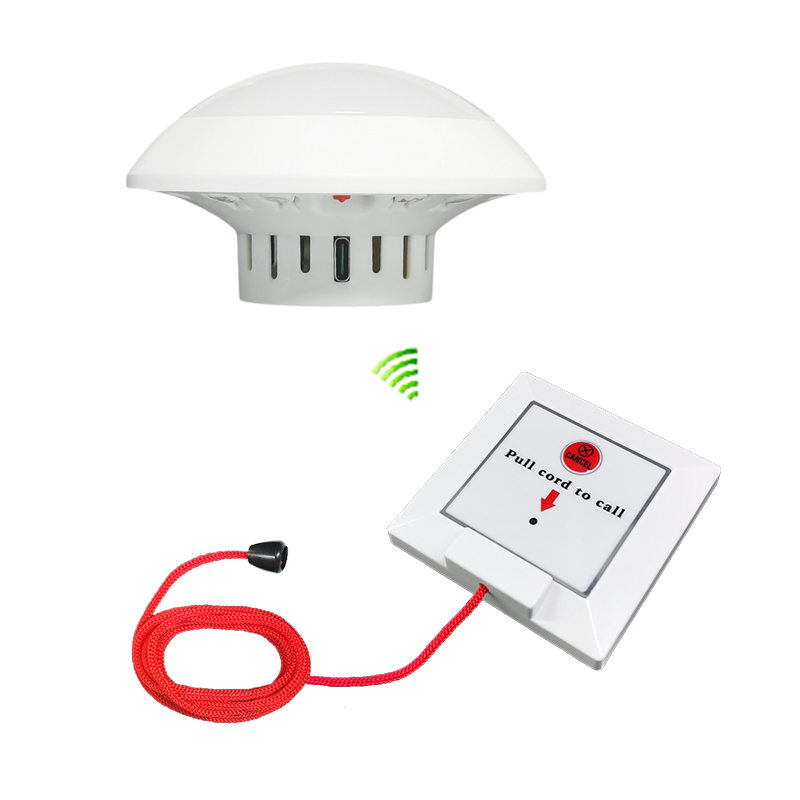 Ycall Wireless Caregiver Pager Alarm Strobe Siren Call System Pull Rope Waterproof Bell Button for Home Safety Elderly Patient: Khaki / EU
