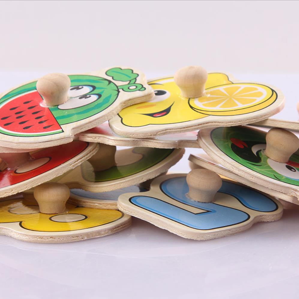 Pegs Style 3D Kids Wooden Puzzel Toys Animal Traffic Letter Life And Vegetables Graphic Intelligence Development Toys