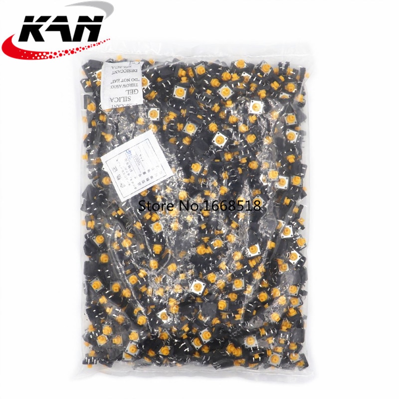 1000Pcs 12x12x7.3 mm Tactile Switches Yellow Square Push Button Tact Switch 12*12*7.3 mm Micro switch