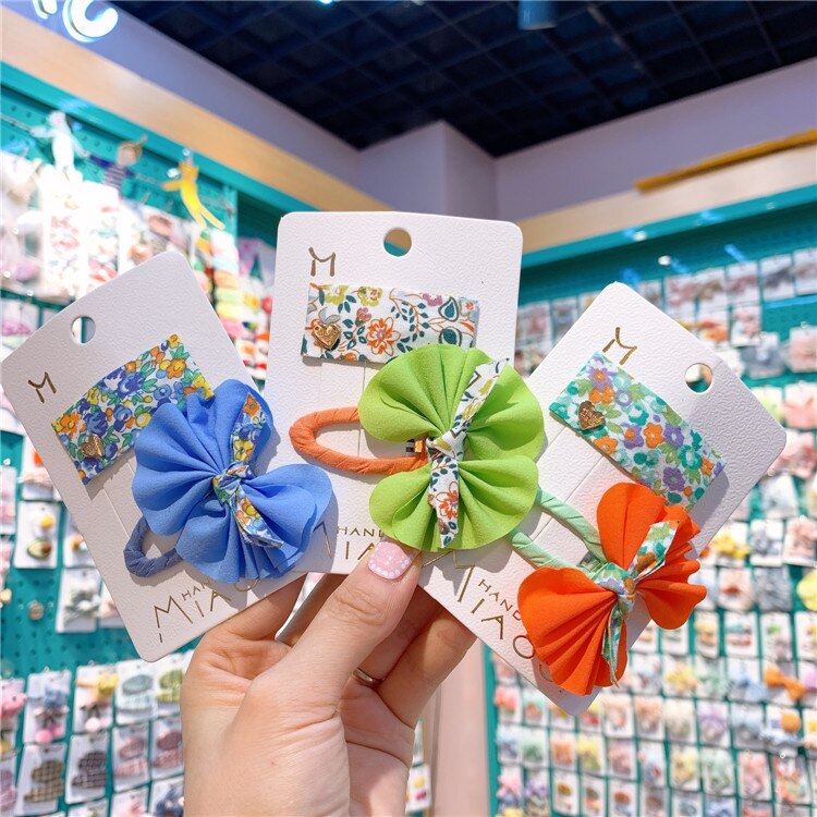 Lovely Princess Baby Girl Korean Children's Cloth Bow Hairpin Little Girls Colorful Flower Princess Bb Hairpin With Fringe