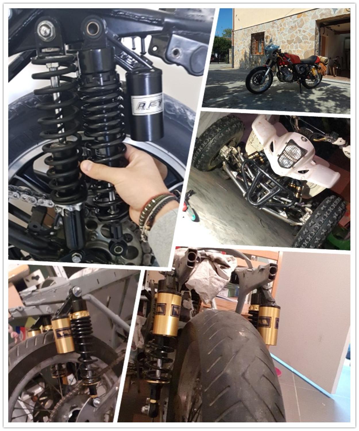 Amortiguador para moto Universal 400mm 15 3/4 "suspensión trasera para motor de bicicleta tierra Scooter ATV Quad Oro Negro D15