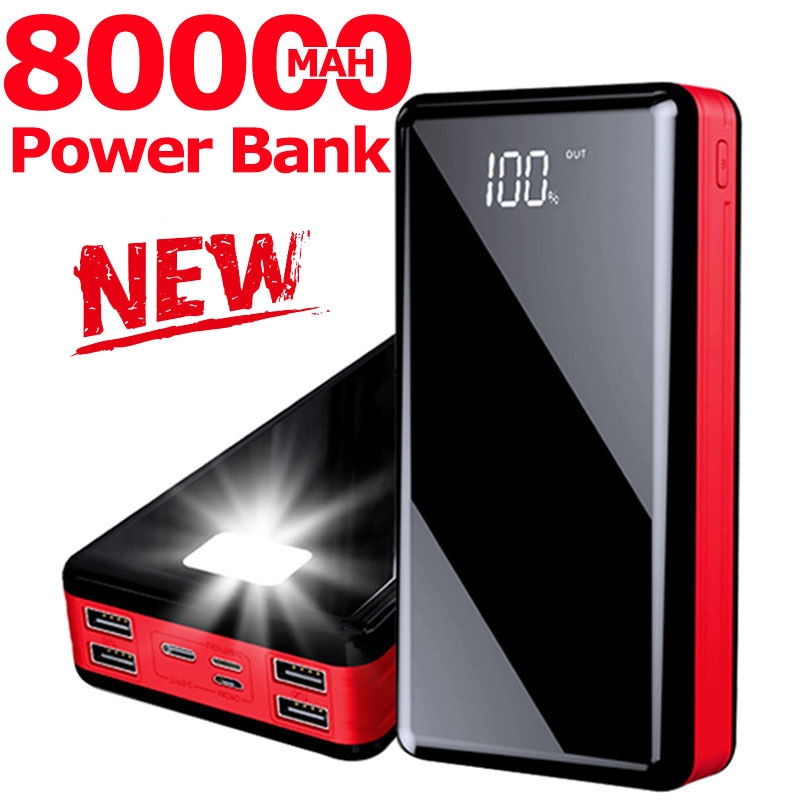 80000mah Power Bank Digital Display Charger LED Portable External Battery Powerbank For IPhone Samsung Xiaomi
