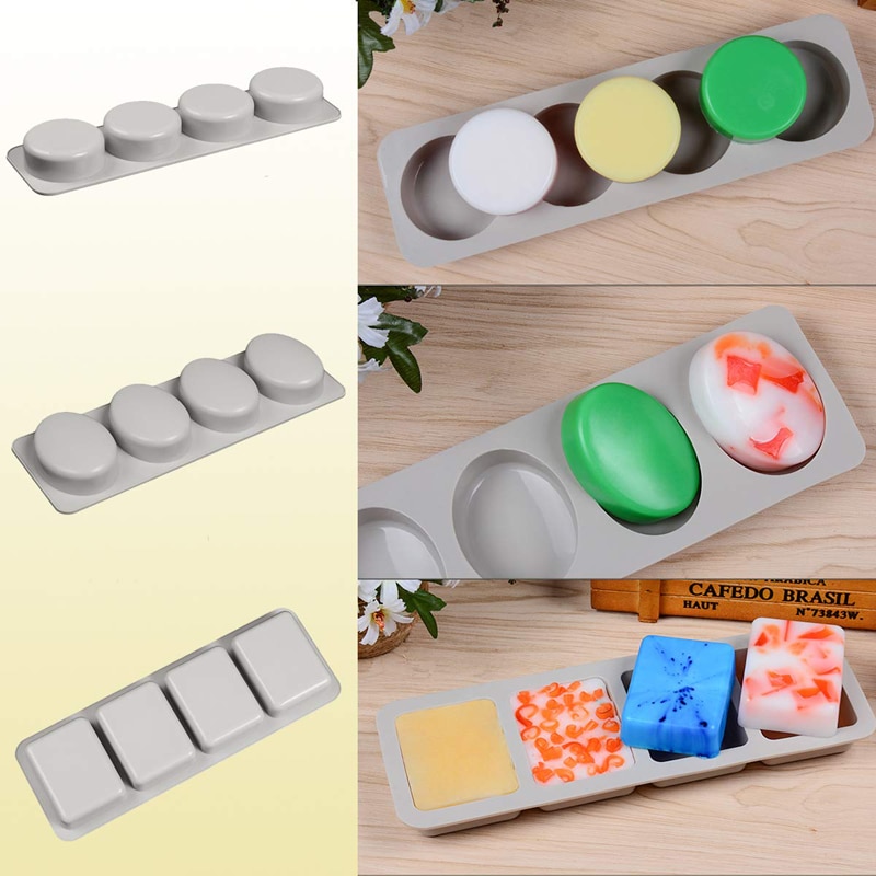 Silikon tvålformar runda ovala & rektangel silikonformar -3 st tvålformar för tvåltillverkning och ljus